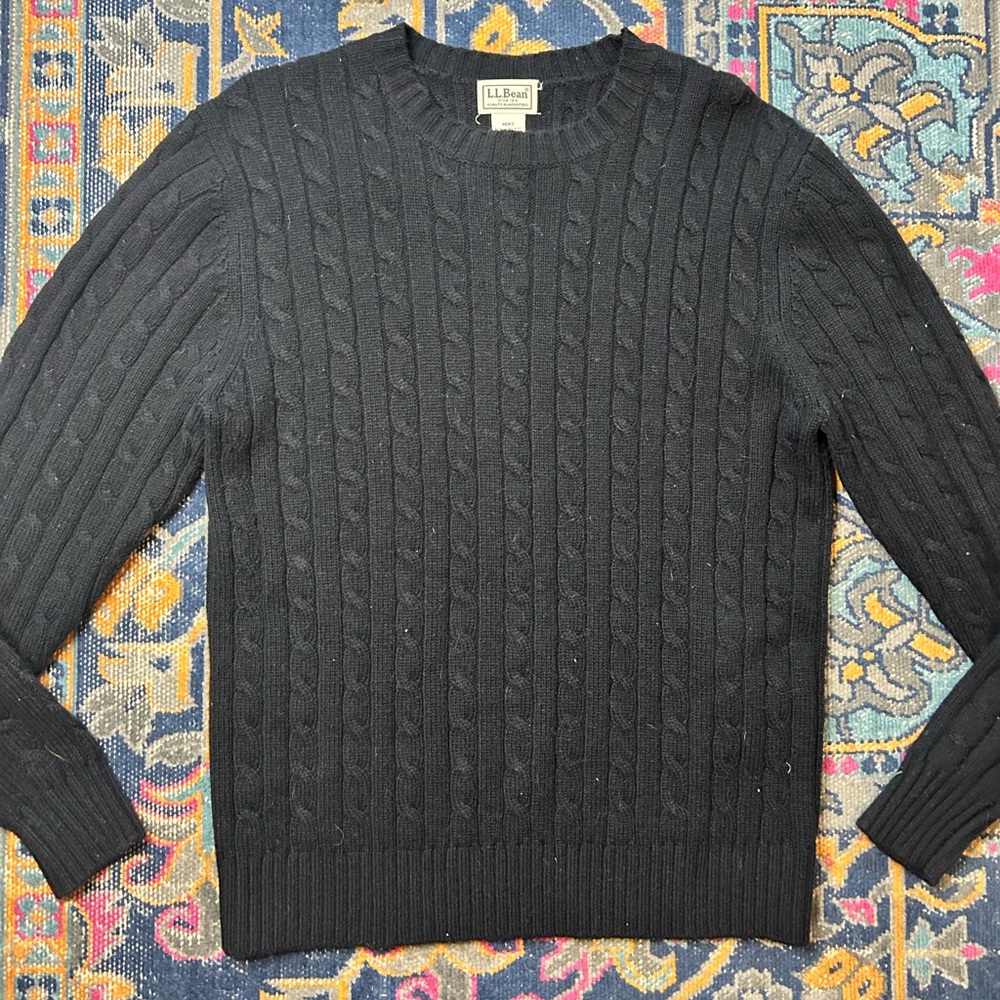 L.L. Bean Men’s Wool Blend Cable Crewneck Sweater